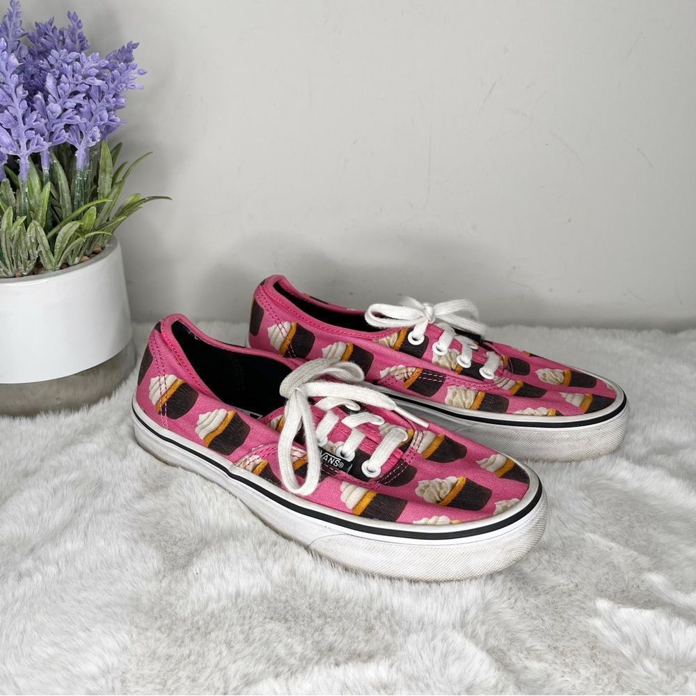 Vans Pink Cupcake Print Skateboard Sneakers in Size 6.5